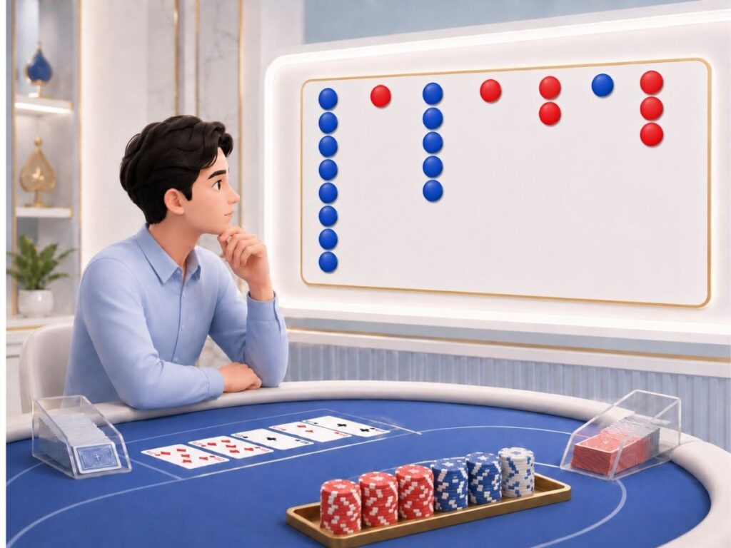 바카라 줄 흐름을 그림장 로드맵으로 보여주는 장면