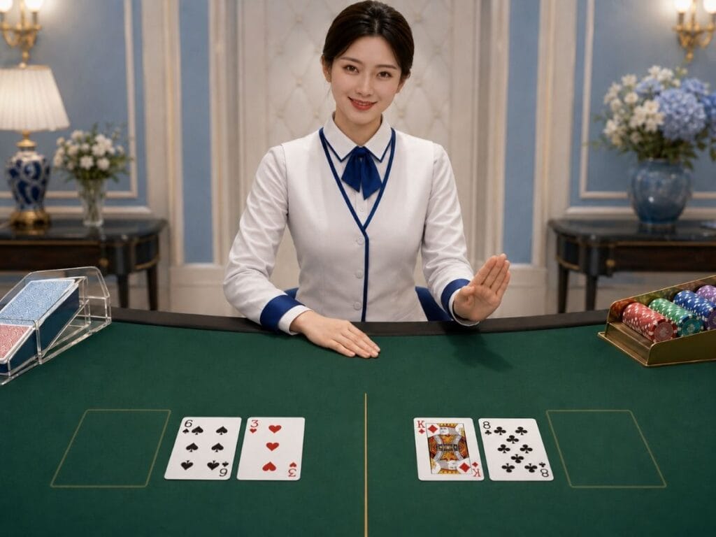 바카라 내추럴 8·9에서 추가 카드 없이 멈추는 장면
