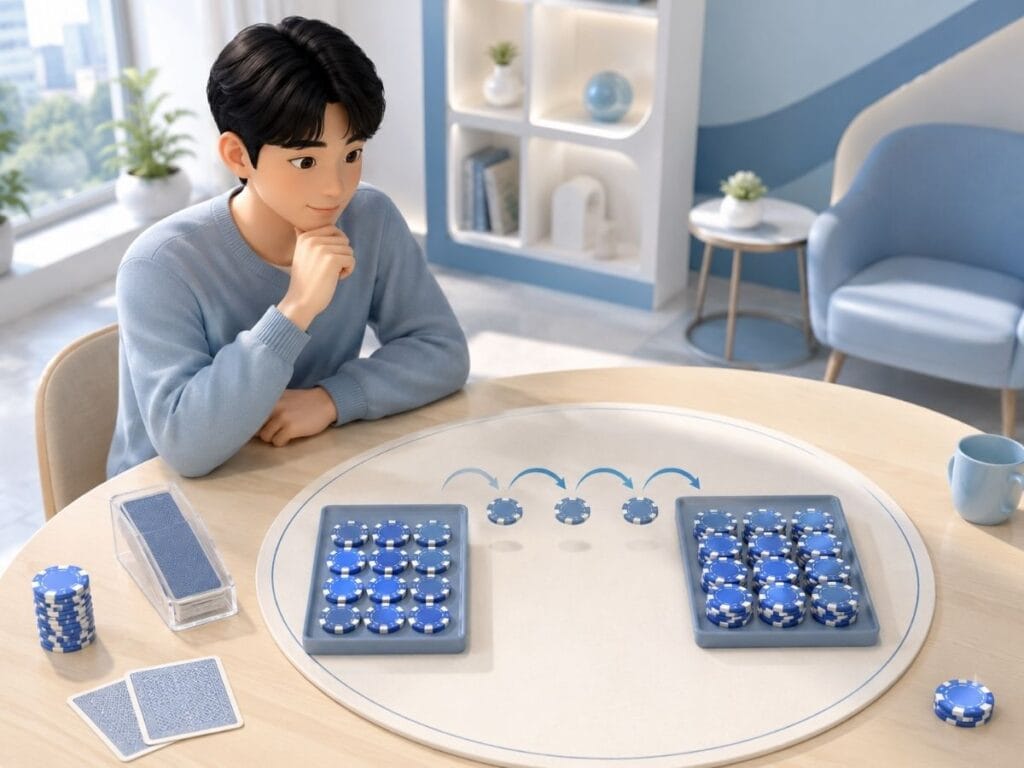 칩 이동으로 하우스 엣지 뜻을 쉽게 보여주는 장면