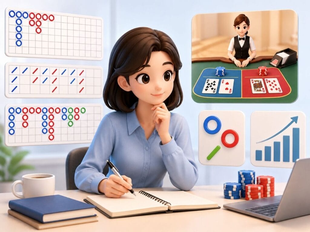바카라 패턴과 로드맵 흐름을 확인하는 장면