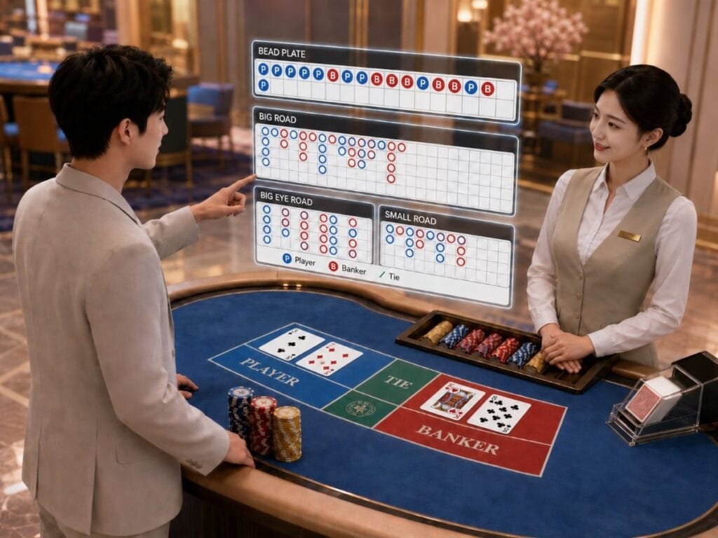 바카라 로드맵과 본매·육매 흐름을 확인하는 장면
