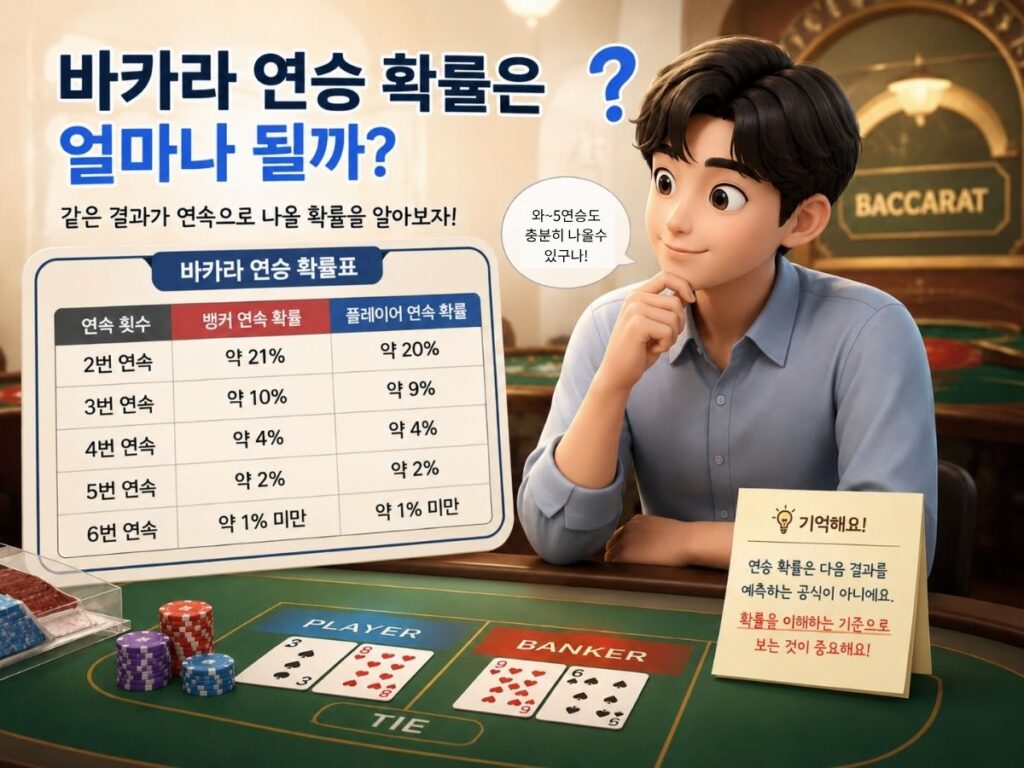 바카라 연승 확률표를 확인하는 카지노 테이블
